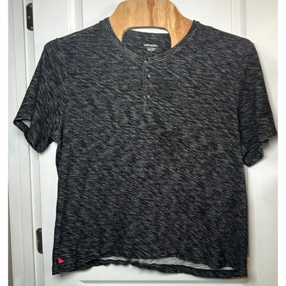 UNTUCKit Men's Heather Black Henley Cotton Short Sleeve Shirt XXXL